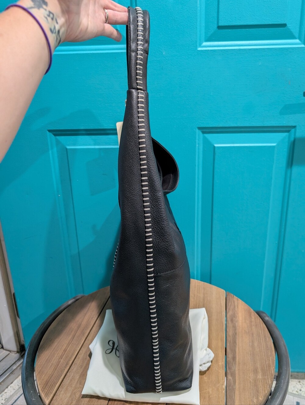 NWT HOBO La Jolla Black Pebbled Leather Shoulder Hobo Bag - Picture 5 of 11